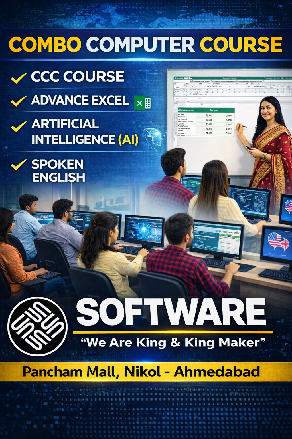 Combo Course (CCC + Advance Excel ) Duration 80 Hours (Free Basic English or Advance English + AI)