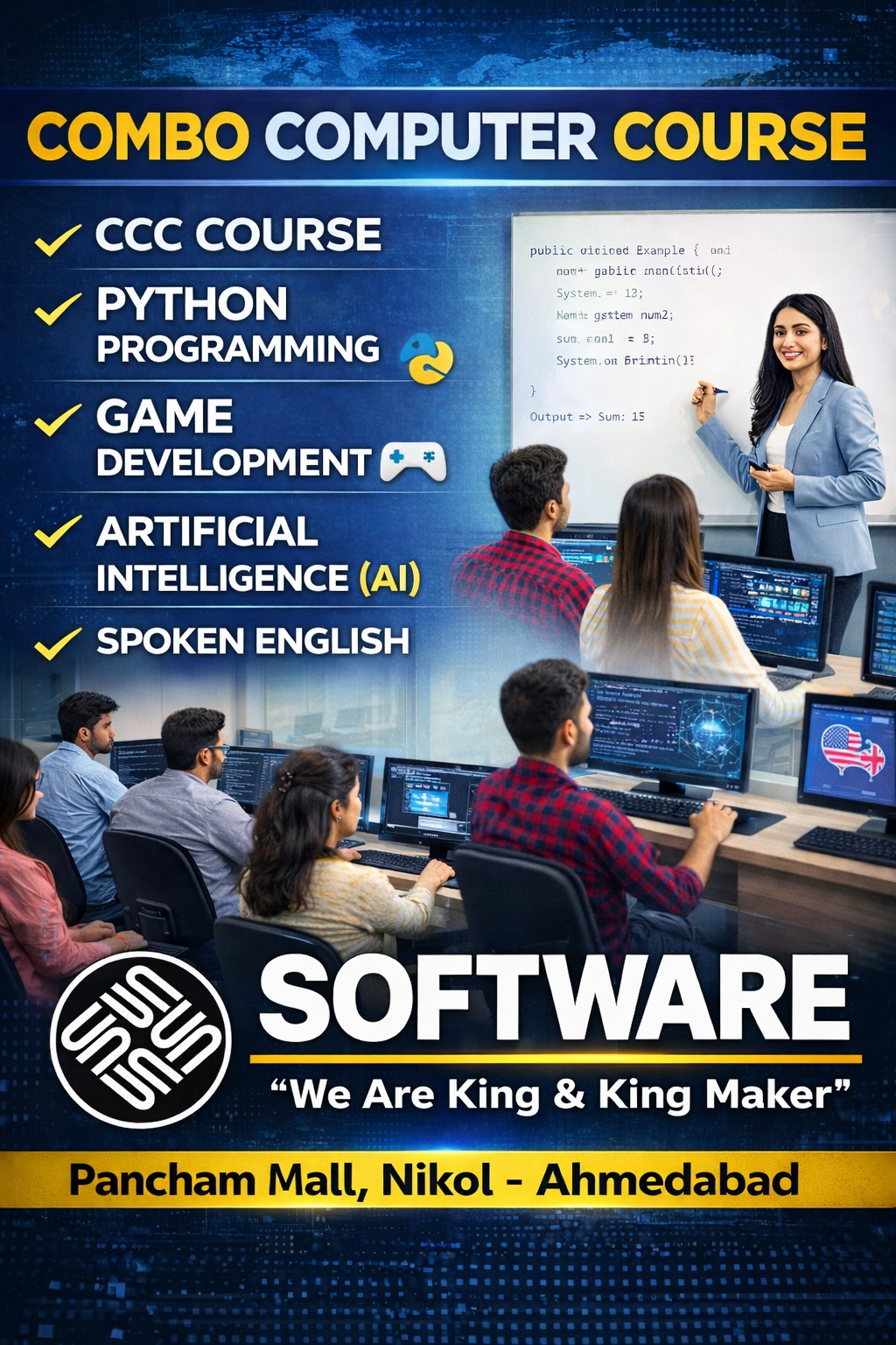 Combo Course (CCC + Python) Duration 80 Hours (Free Basic English or Advance English + Game Development)