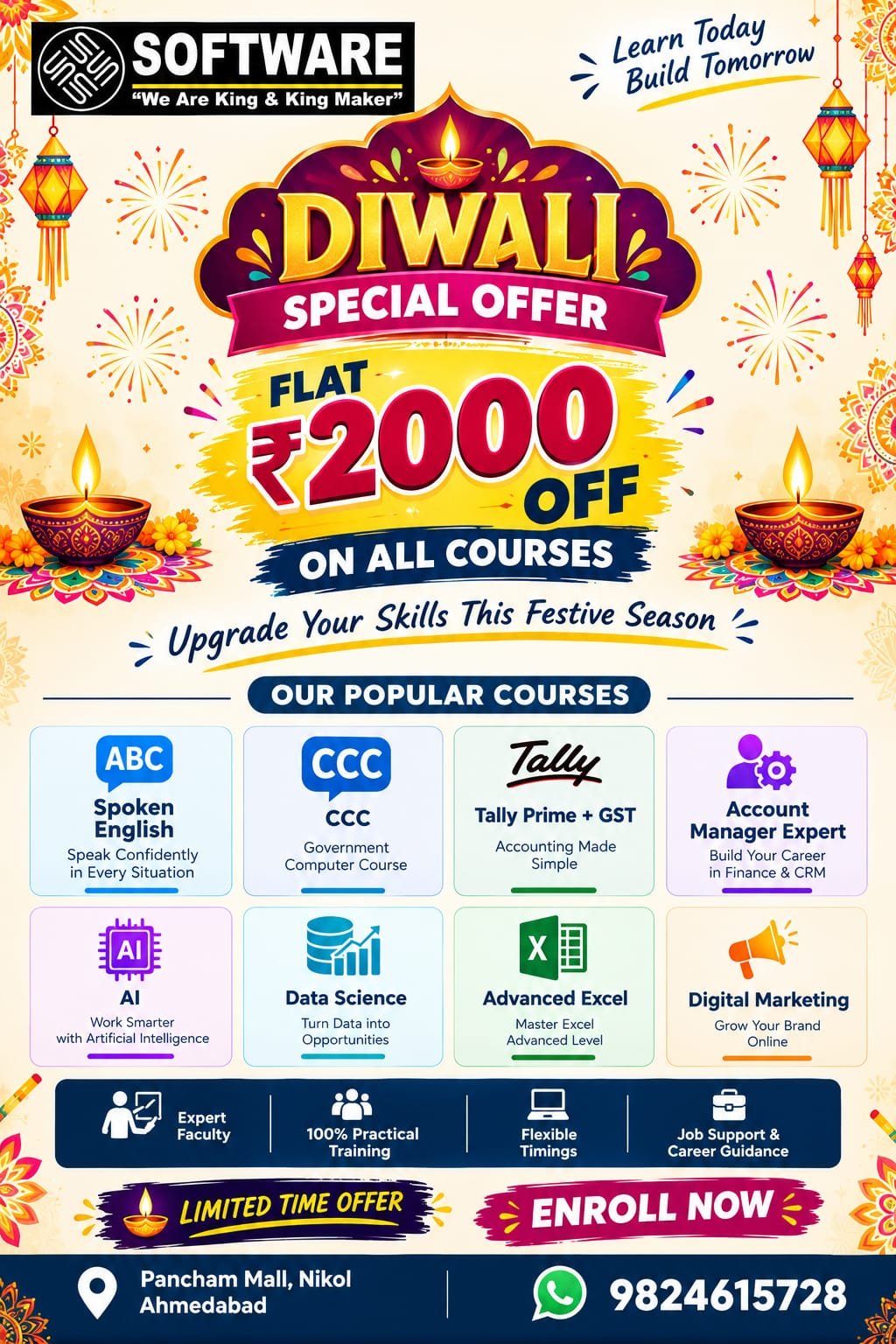 Diwali Special Offer 2026 at Software Education, Ahmedabad – Flat ₹2,000 OFF on All Courses! 🪔